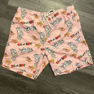 PacSun Pink Tom and Jerry Swim Trunks